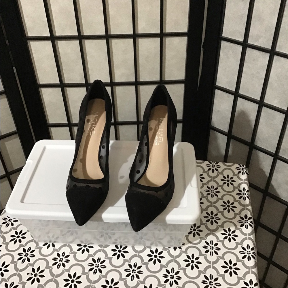 NWOT Black Polka Dot Mesh Pumps